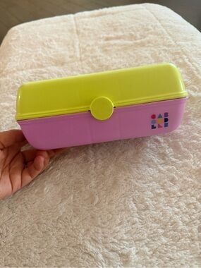 Caboodlle Colorful Pink and Lime Plastic Storage Case